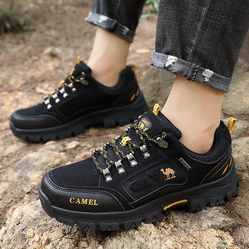 Hot Sale Black Men Hiking Shoes Mountain Trekking Sneakers Men Outdoor Non-slip Rock Climbing Shoes zapatillas trekking hombre