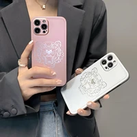 solid color tiger head rose gold matt plating metal feel case for iphone13 12 11 xs xr x pro max 6 7 8plus drop shock proof cove