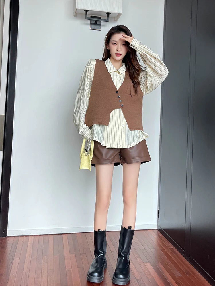 Весенняя одежда. Новое поступление 2024. Ранняя весна. Вязаный жилет. Рубашка. Легко