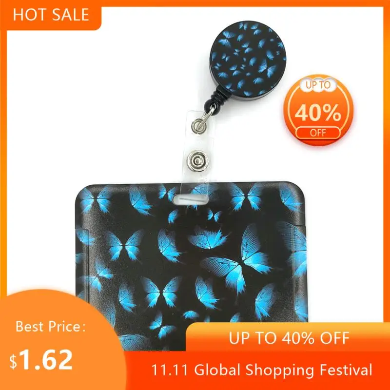 

Art Butterfly Monarch Card Holder Women Men Business Lanyard Badge Card Case Women Card Cover Student Lanyard ID Name