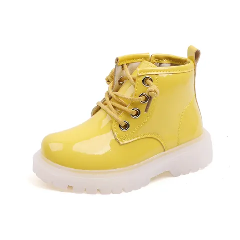 Демисезонные кожаные ботинки для девочек и мальчиков, водонепроницаемые резиновые ботильоны, нескользящая Мягкая подошва, модная детская обувь для малышей, 2024