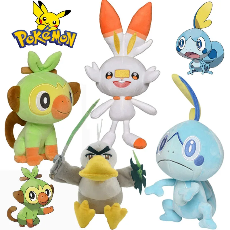 

25-38cm Halloween Pokemon Plush Elf Figure Stuffed Toy Sobble Scorbunny Grookey Cartoon Sword Shield Kawaii Doll For Kid Gifts