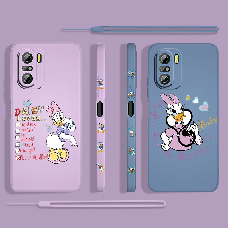

Disney Daisy Duck Donald Phone Case For Xiaomi Redmi K50 K40 K30 Gaming 10X 9 9A 9T 9AT 8 8A Pro 4G 5G TPU Liquid Left Rope Capa