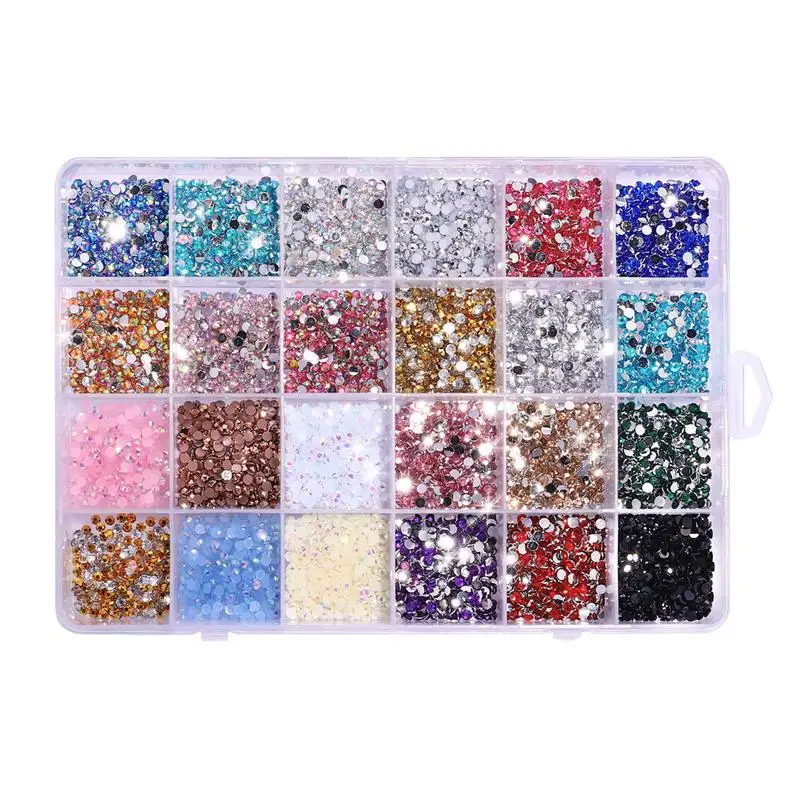 

3500pcs Nail Rhinestones Set 3500pcs Flat Rhinestones 24 Grid AB Resin Nail Gems Jewels Diamonds DIY Nail Supplies