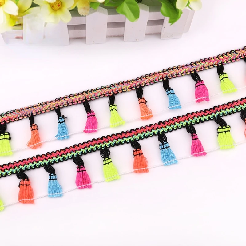 

Wholesale Ethnic Wind Centipede Color Broomstick Fringed Lace Clothing Accessories