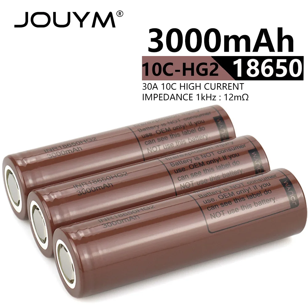Оригинальные литиевые аккумуляторные батареи JOUYM 3 7 в 18650 HG2 3000 мАч 30 А для
