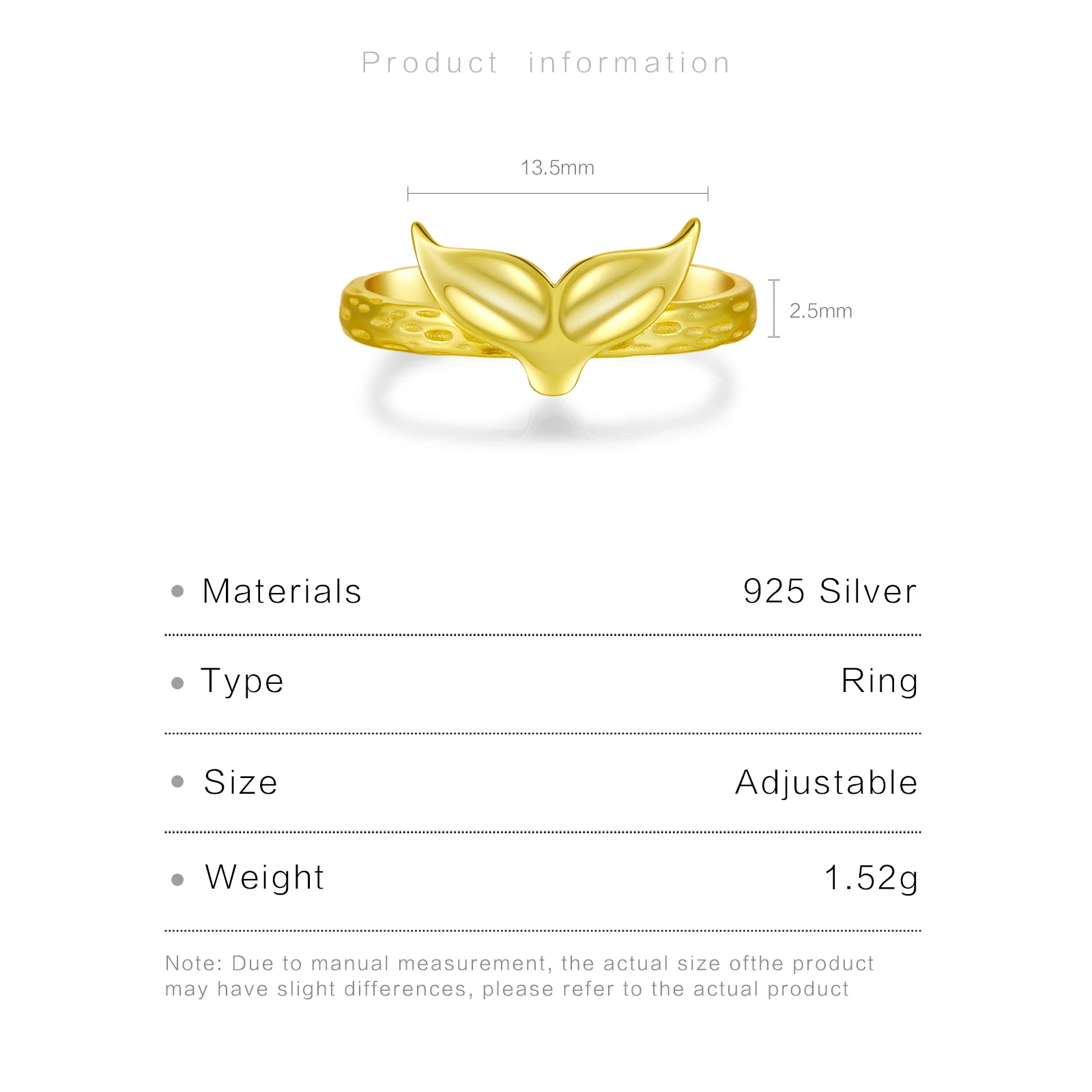 KIKICHICC 925 пробы Серебряное золото рыбий хвост неправильной геометрической формы