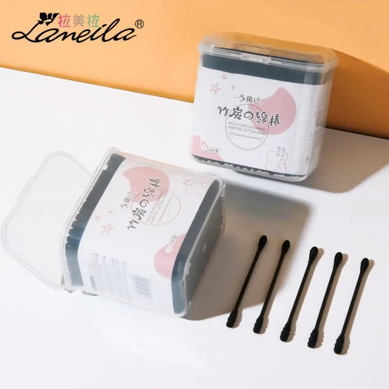 

Bamboo Charcoal Cotton Swab Disposable Spiral Double-ended Makeup Cleaning Cotton Swab Cotton Swab