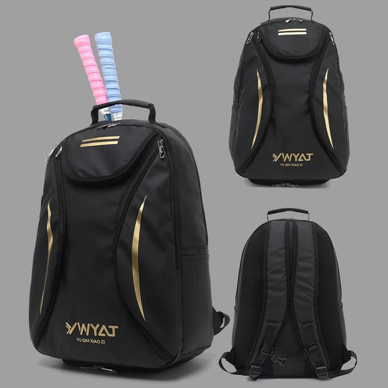 Men Women Badminton Backpack YWYAT Independent Shoe Comparment Multi Pocket PU Professtional Racquet Sports Bag