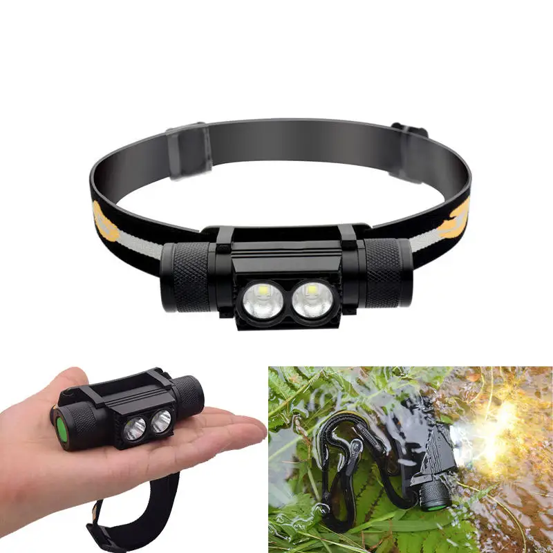 

D25 1650LM 2 x XPL LED 6 Modes Stepless Dimming USB Charging Interface IPX6 Waterproof Cycling Headlamp 18650