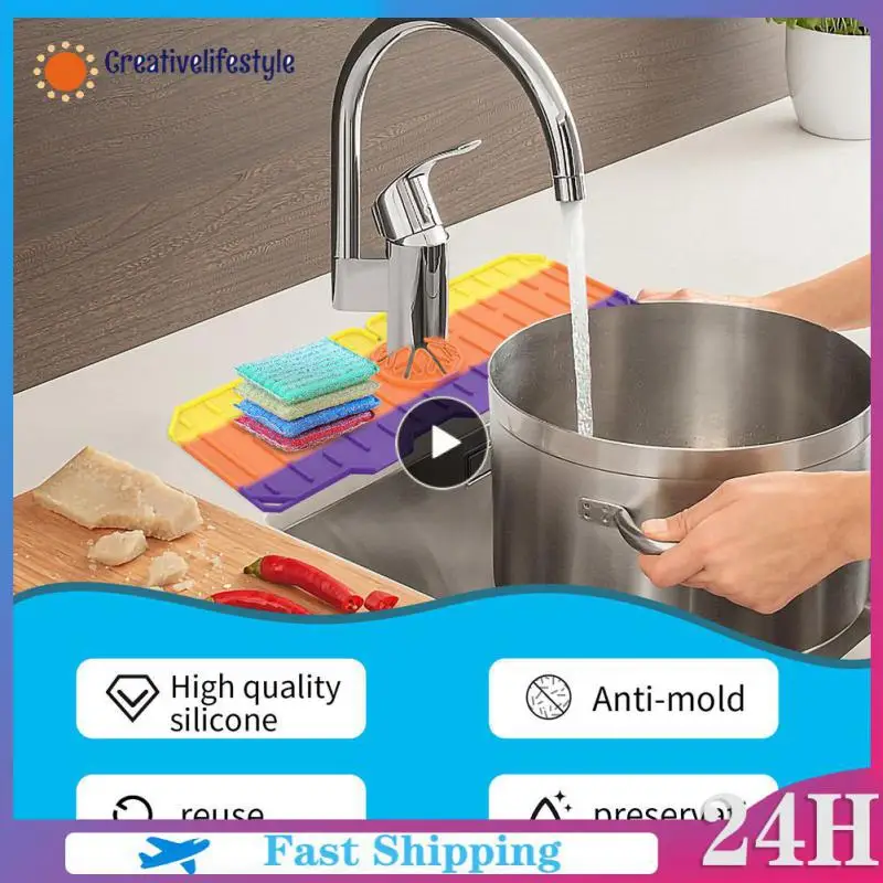 

Absorbent Sink Drainage Mat Guard Diy Water Splash Catcher Mats Drying Kitchen Bathroom Kitchen Faucet Mat