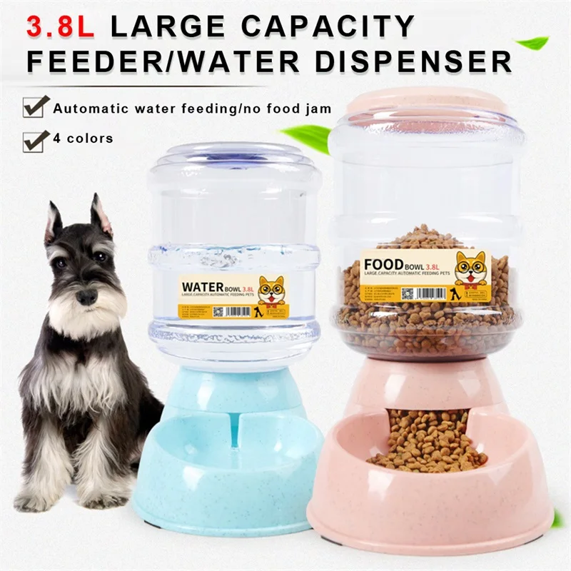 

3.8L Dog Automatic Feeders Plastic Water Bottle Cat Bowl Pet Feeding Product Feeder Bowl Water Dispenser for Cat Dog Accessories