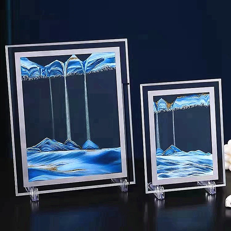

Decorations for Home 3D Liquid Hourglass Ornament Creative Flowing Landscape Painting Transparent Glass Quicksand Painting