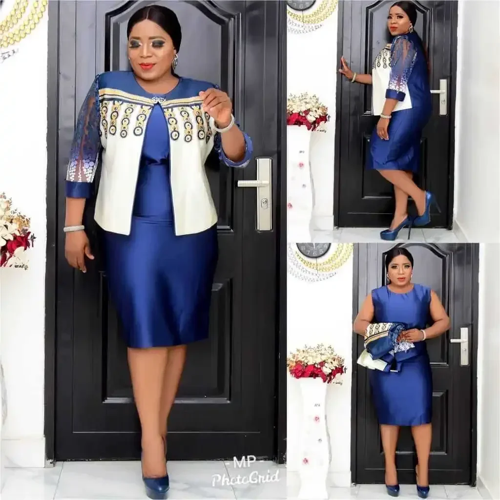 4XL 5XL Африканские женские платья больших размеров комплекты из 2 предметов