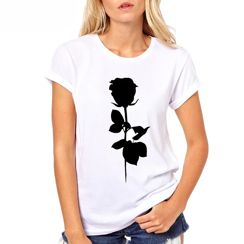 Женские футболки VagaryTees с принтом черной розы топы розой футболка Повседневная