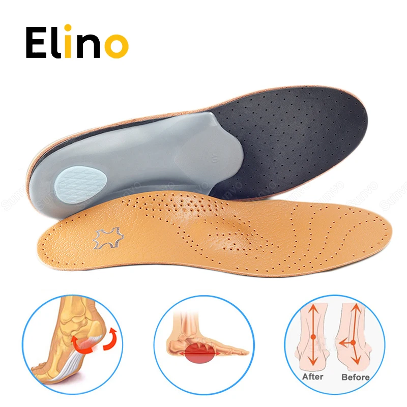 

High Quality Leather Orthotic Insole for Flat Feet Arch Support Orthopedic Shoes Sole Pads Men Women O/x Leg Foot Care Inserts