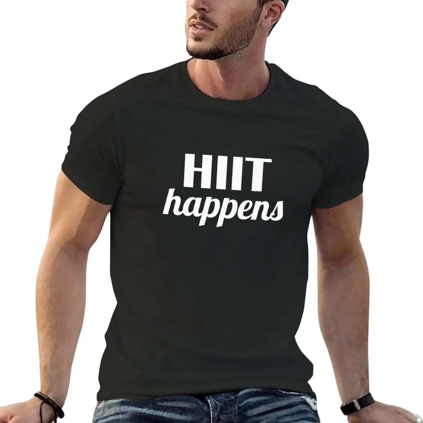 Фото Футболка HIIT Happens, персонализированные футболки, мужские рубашки больших размеров для тренировок для мужчин №1