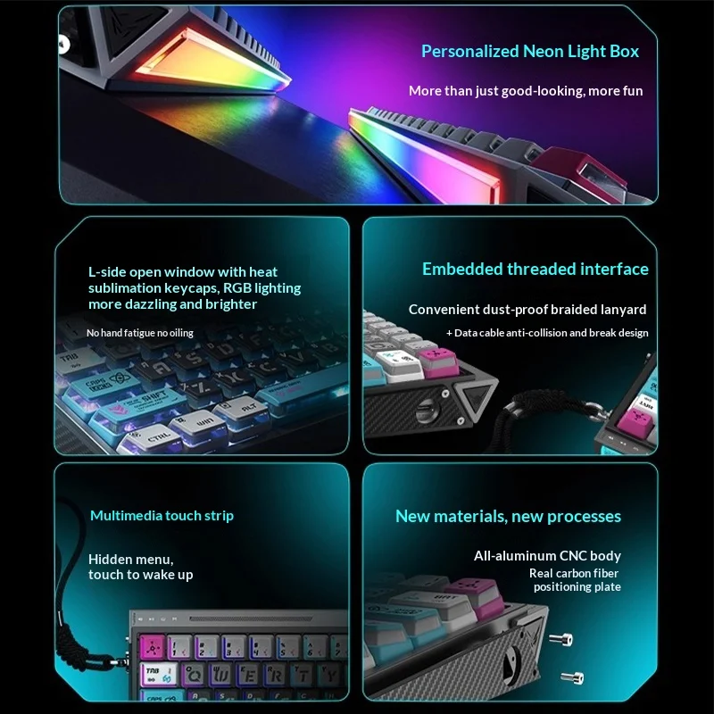 Фото ANTGAMER AGK68 клавиатура с магнитным переключателем, игровая клавиатура, 8 кГц, RGB, термосублимация, алюминиевая доска из углеродного волокна, FPS, оборудование для киберспорта, ПК №2