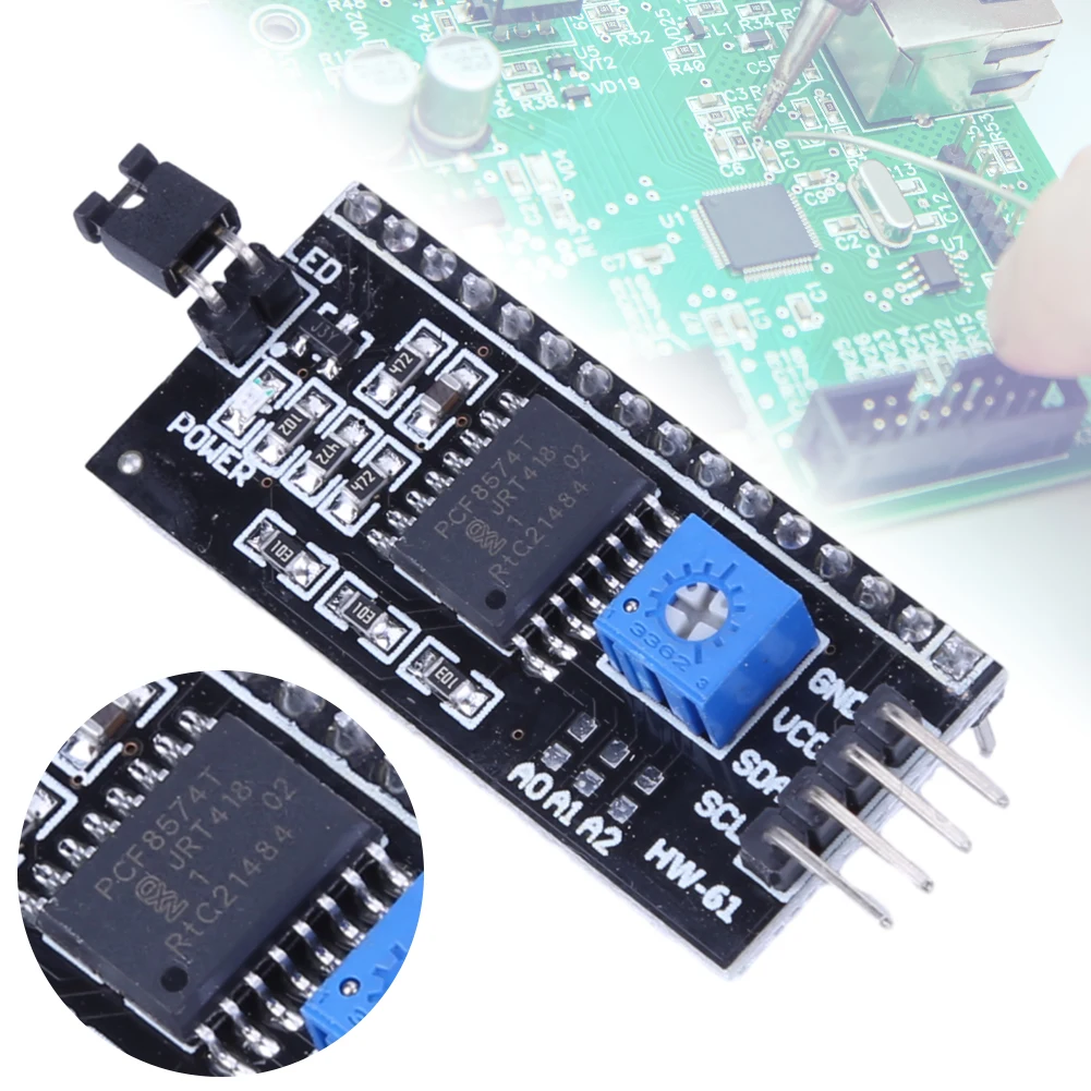 Фото Модуль адаптера ЖК-дисплея PCF8574 IIC I2C LCD1602 2004 с последовательным интерфейсом IIC 5В для Arduino и деталей роботов №3