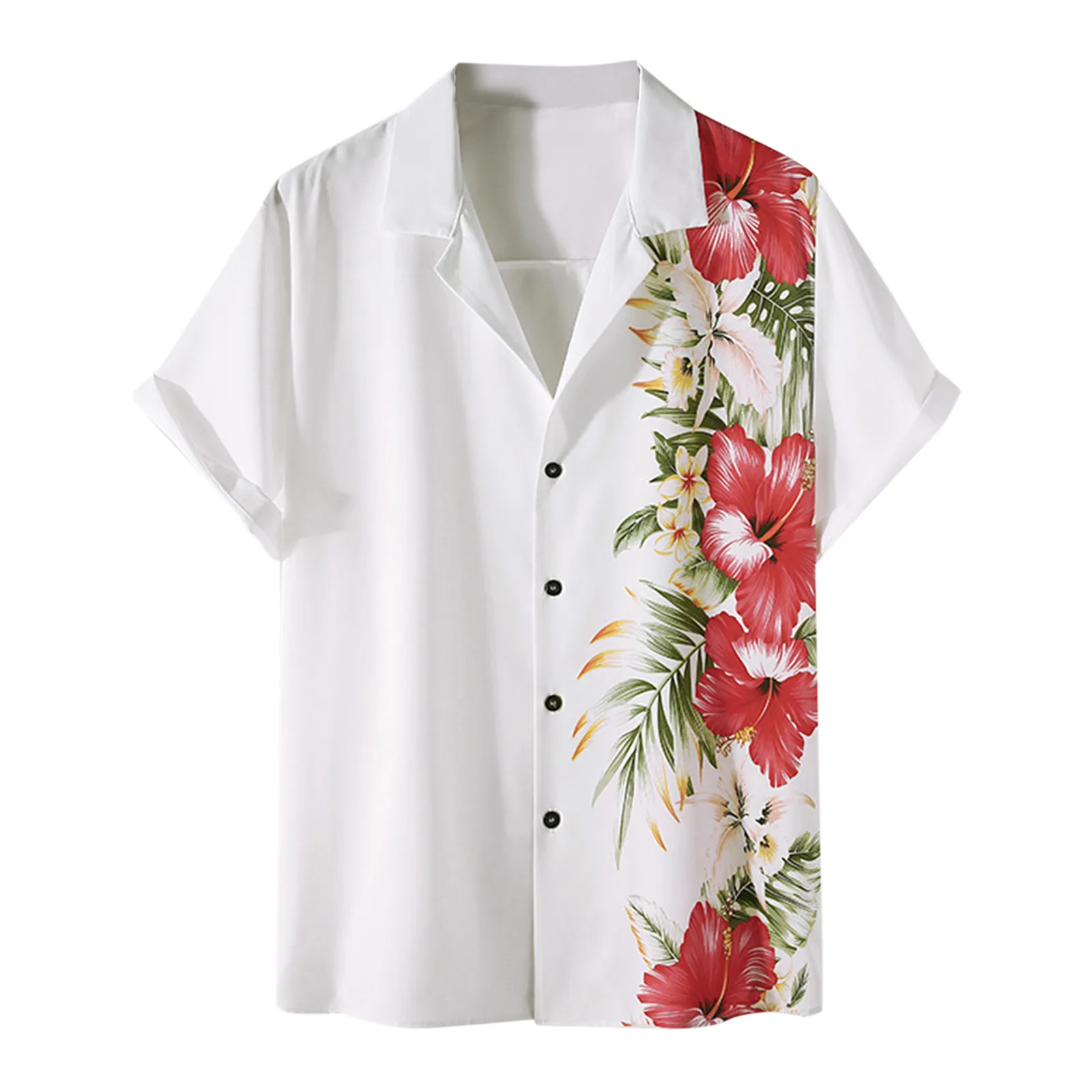 

Fashion Mens Hawaiian Shirt Male Casual Flower Printed Beach Aloha Shirts Short Sleeve Floral Blouse Camisa Hawaiana Hombre 2022