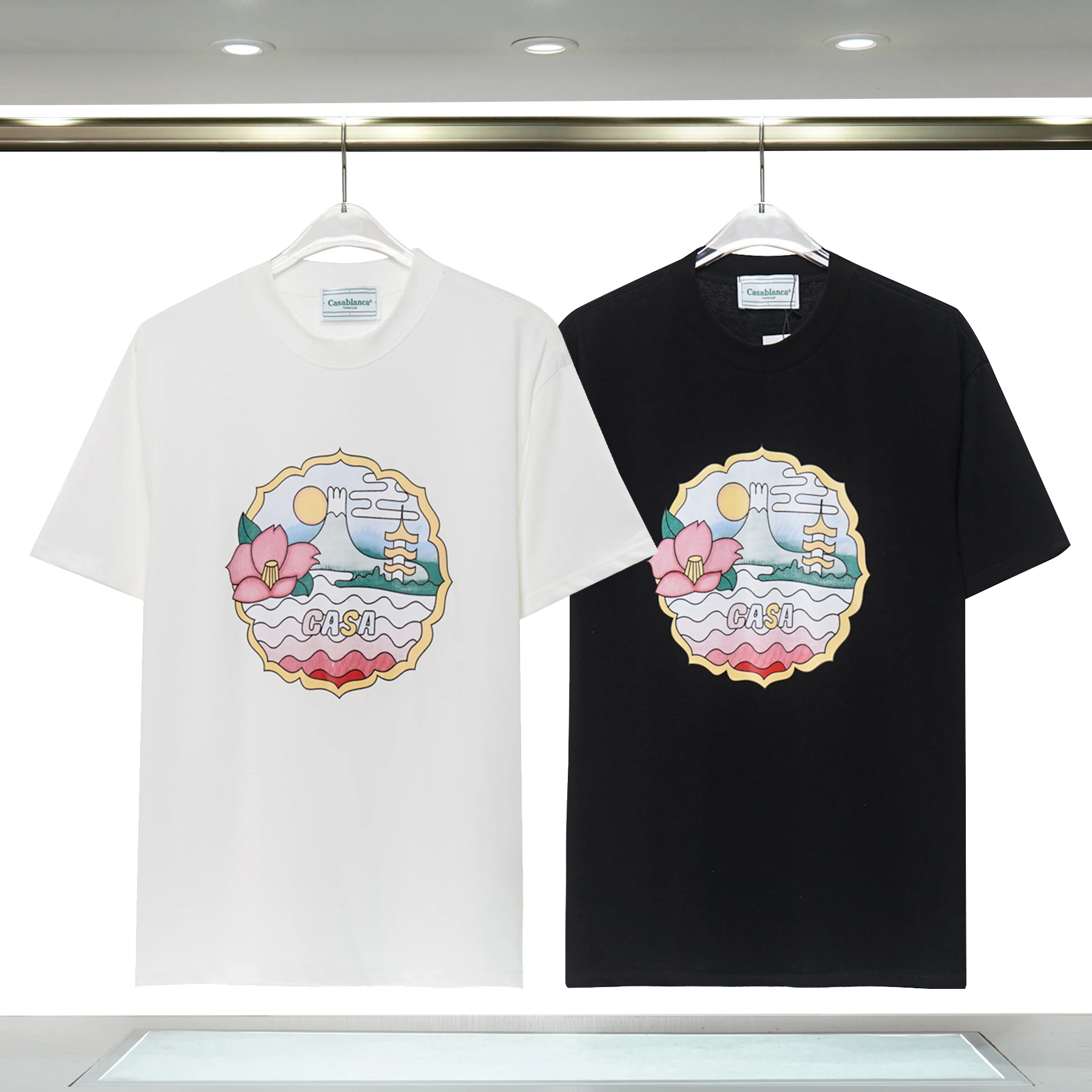 

2023 Summer Fashion all-match Casablancas T-shirt letter logo printing short-sleeved top cotton loose men's and women's T-shirt