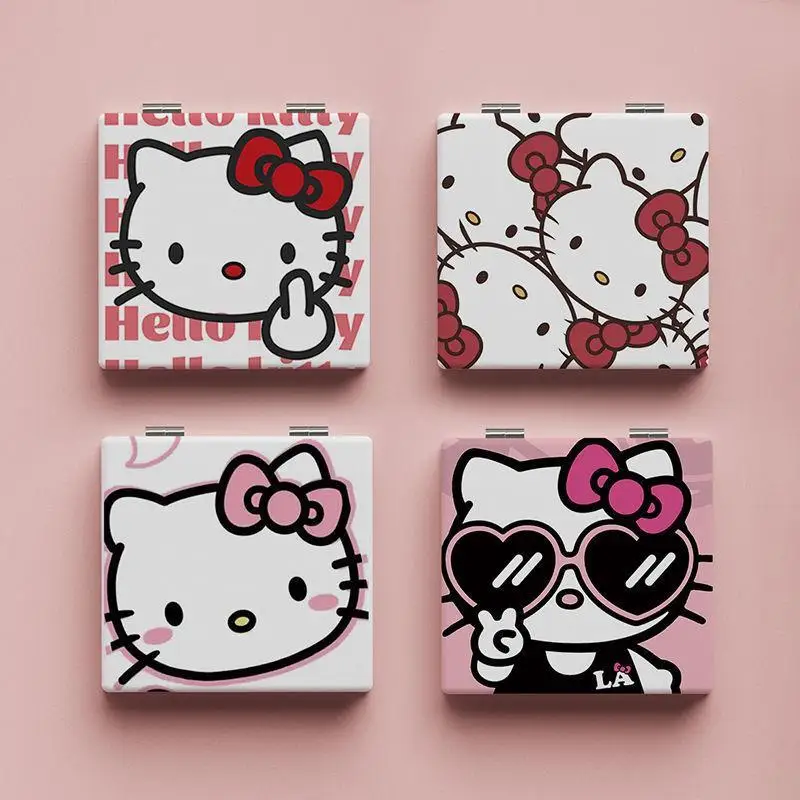 

Kawaii Hello Kitty двустороннее зеркало мультфильм Sanrioed Kt Cat косметическое зеркало портативное складное маленькое зеркало для девушек инструменты ...