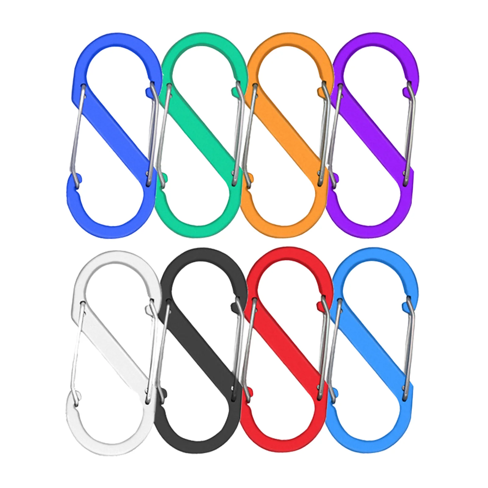 

8pcs Stainless Steel S Type Carabiner With Lock Mini Keychain Hook Anti-Theft Outdoor Camping Backpack Buckle Key-Lock Tool