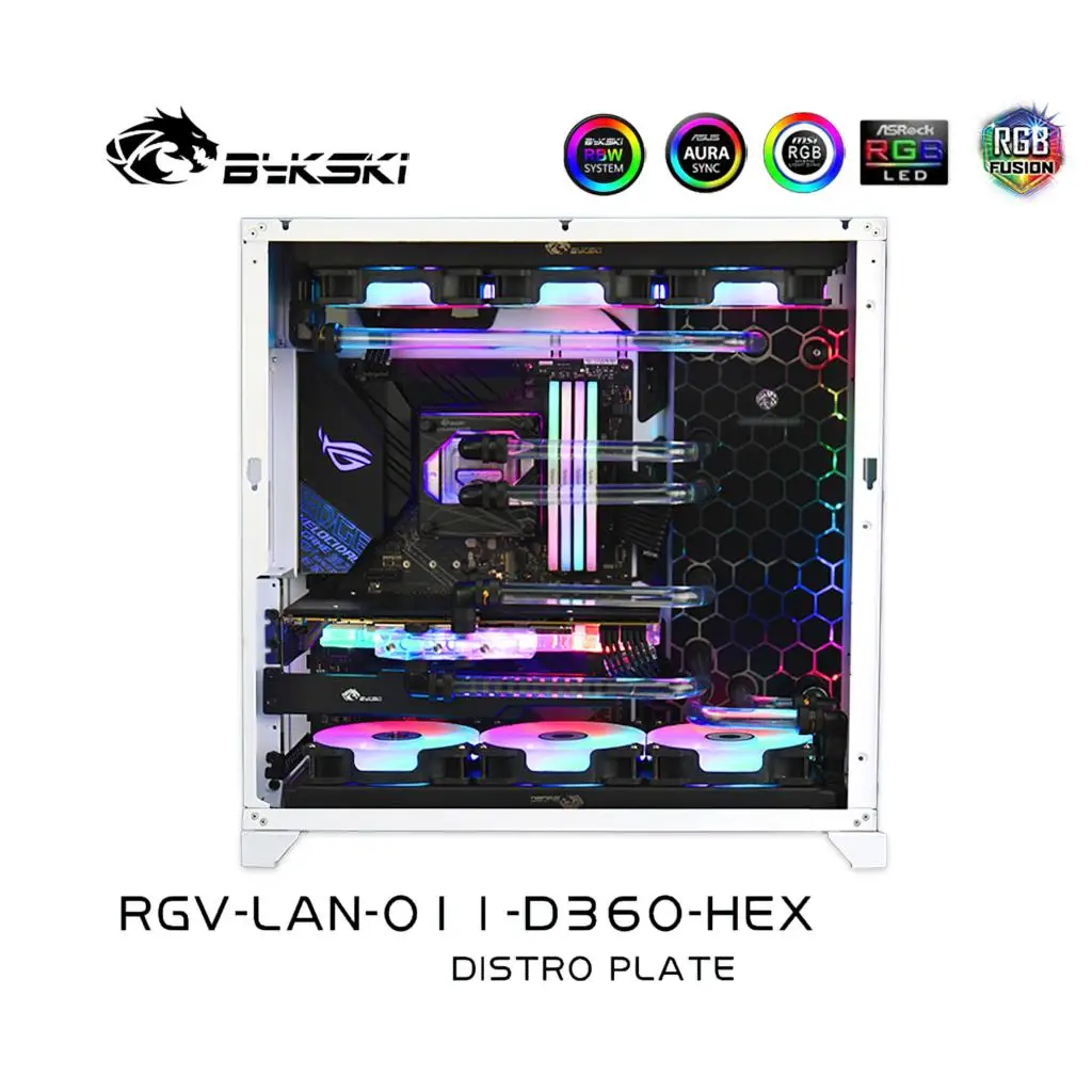 

Bykski Distro Plate Water Cooling Kit Dual 360 Radiator Scheme for LianLi O11 Chassis Case CPU GPU RGB RGV-LAN-O11-D360-HEX
