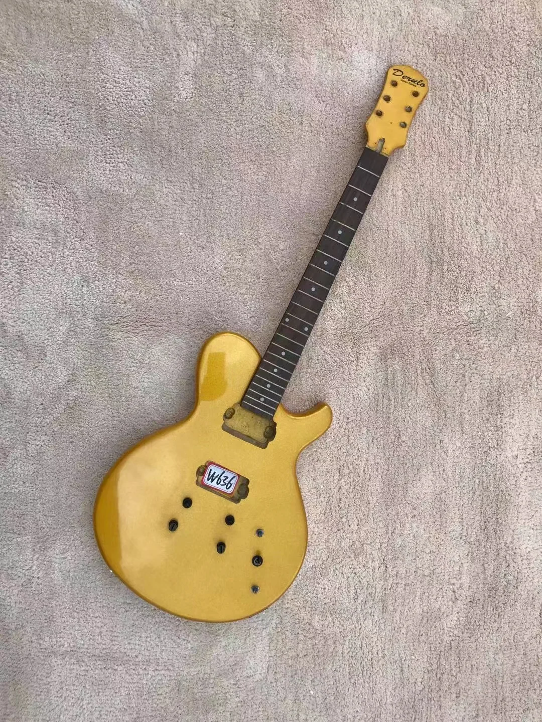 DIY (Not New) Custom 6 Strings Electric Guitar Gold Color without Hardwares in Stock Discount Free Shipping W636