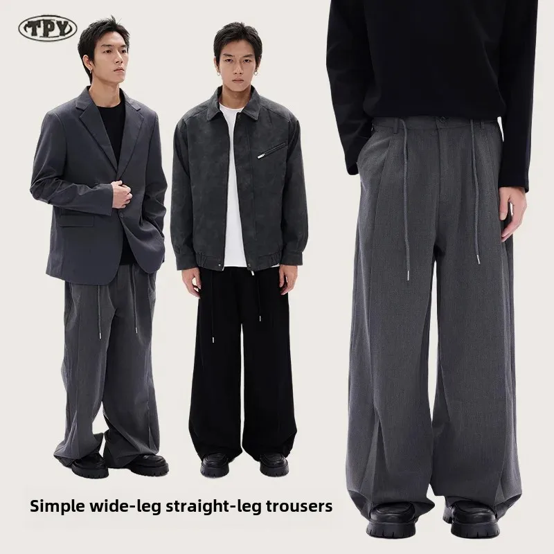 Tpy Самодельные повседневные широкие брюки для мужчин новый весенне-осенний стиль