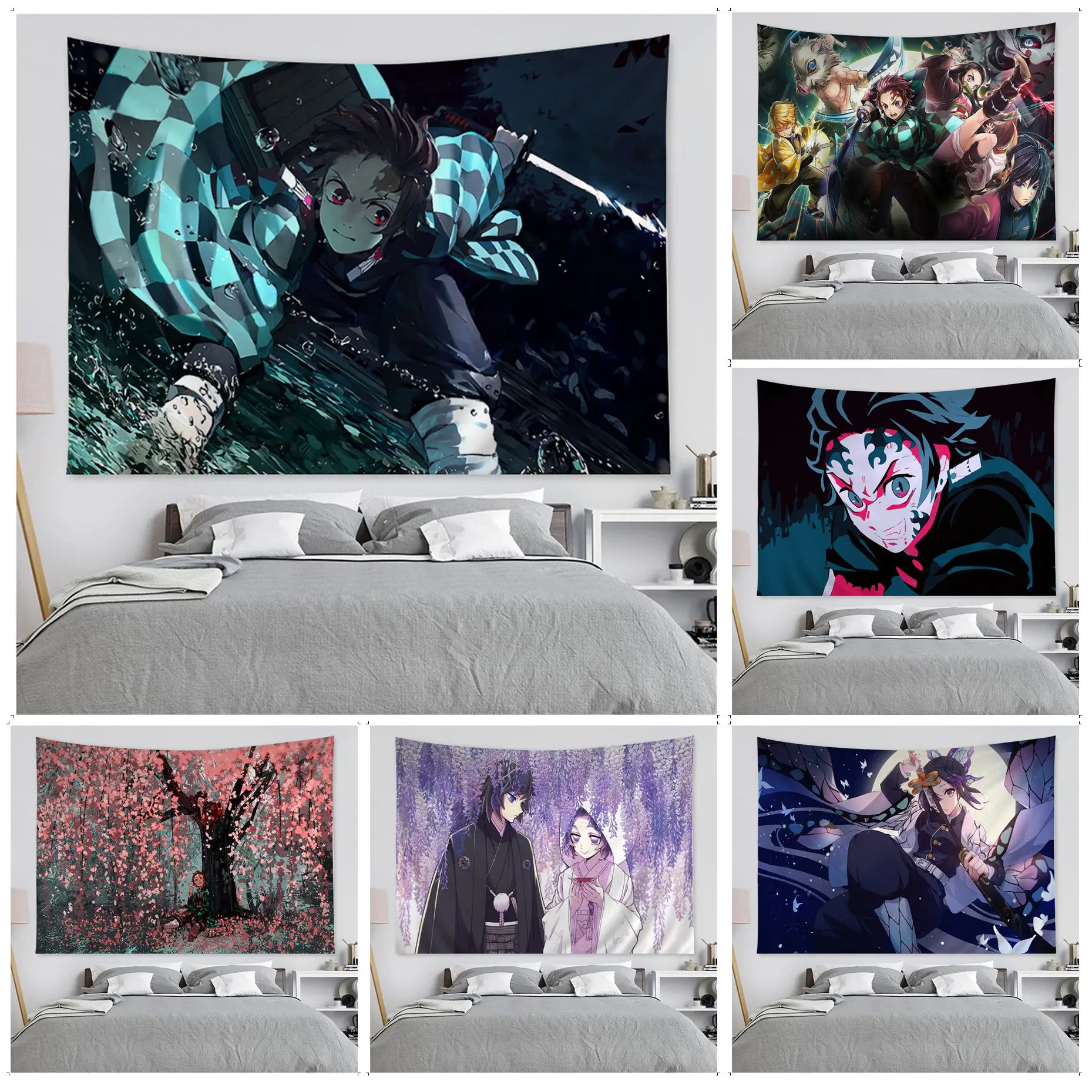 

Demon Slayer Colorful Tapestry Wall Hanging Japanese Wall Tapestry Anime Japanese Tapestry