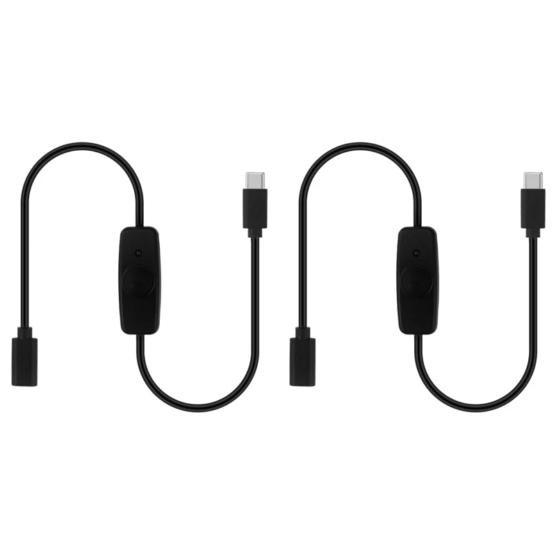 

JFBL Hot 2X Power Switch USB Type C With Indicator Light Male To Female USB-C Extension Cable Switch For Raspberry Pi 4B