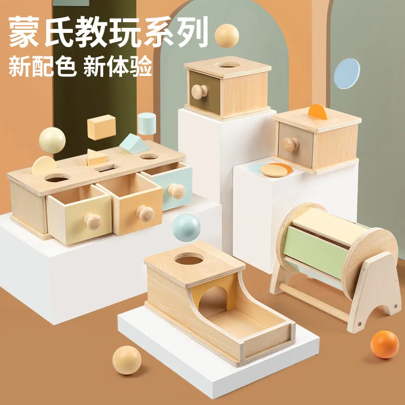 

Montessori Wooden Toy Drawer Coin Box Teaching Aids Object Permanence Box Early Education Sensory Toy For Children