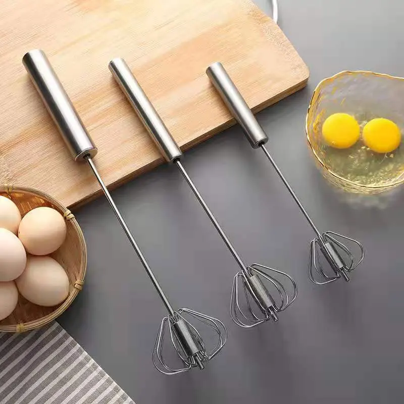 

Stainless Steel Semi-automatic Egg Beater Household Rotary Egg Beater Kitchen Press Mixer Multi-function Mixer Baking Tool