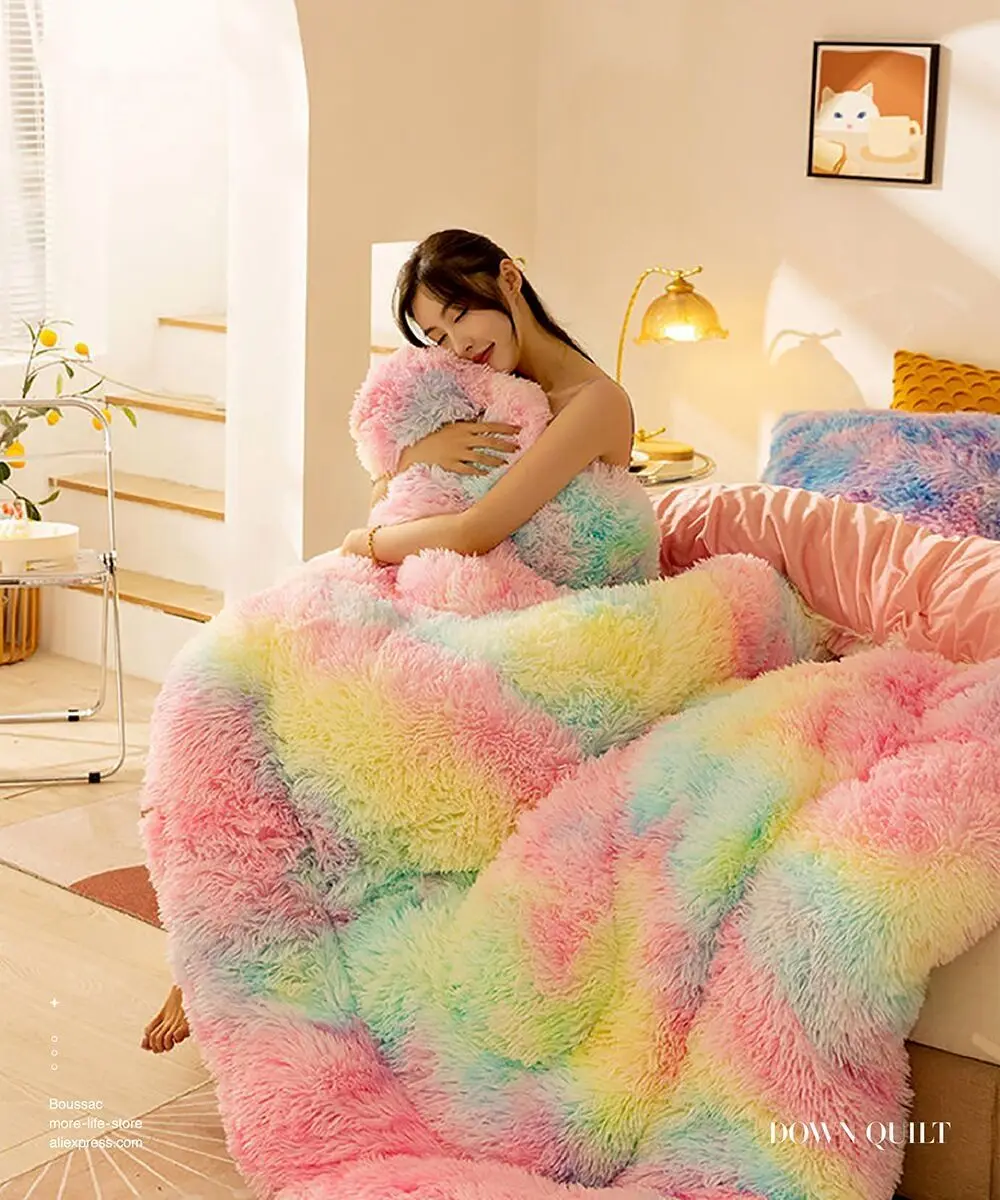 

Bed Duvets Wool Mink Down Quilt Sheep Raschel Blankets Throws Double Faced Velvet Comforter Double Quilt Winter Warm Futon