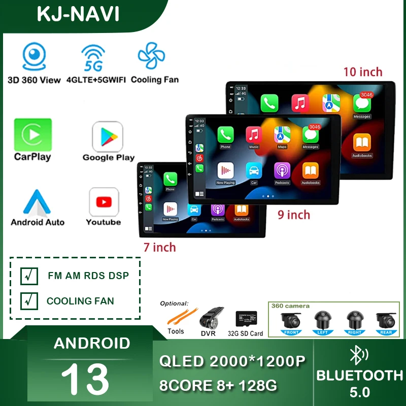 

7 9 10 Inch Android 13 Car Multimedia Video Player NO 2DIN DVD Stereo Radio GPS For Tesla Style Nissan Hyundai Kia Toyota Honda