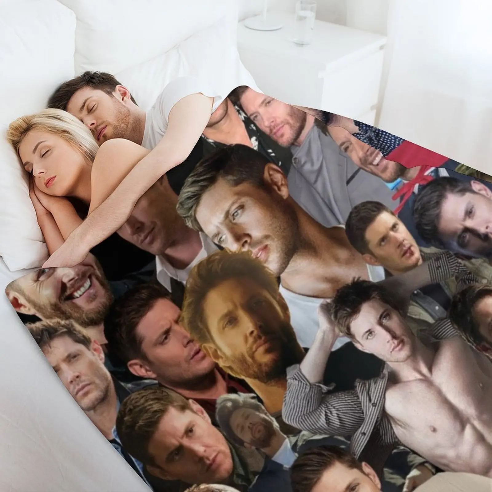 Декоративное мягкое одеяло jensen ackles с коллажем для фото