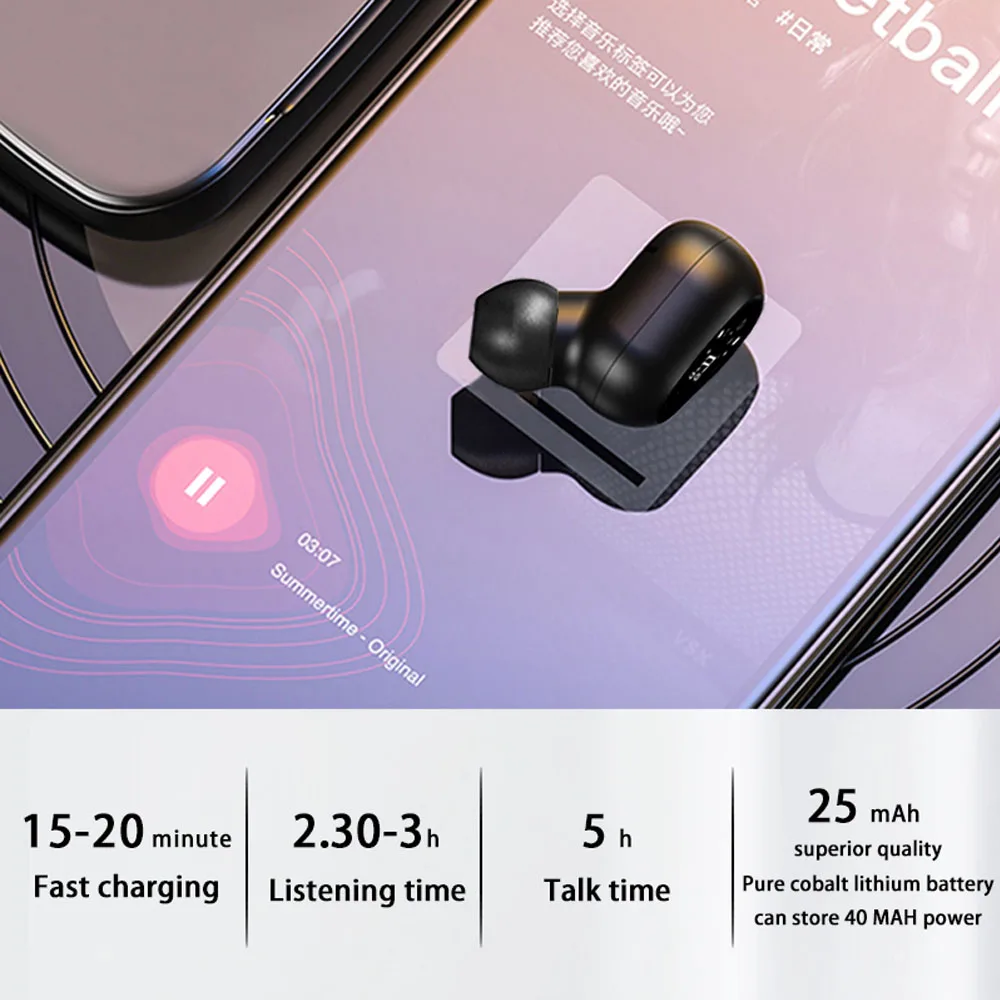 Фото Односторонние Bluetooth-наушники F911 с сенсорным управлением, 5,2 Mini S8, высокая выносливость и хорошее качество звука №5