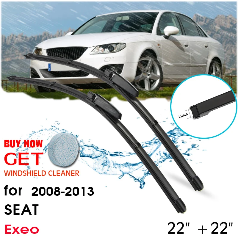 

Car Wiper Blade Front Window Windshield Rubber Silicon Refill Wiper For SEAT Exeo LHD / RHD 2008-2013 22"+22" Car Accessories