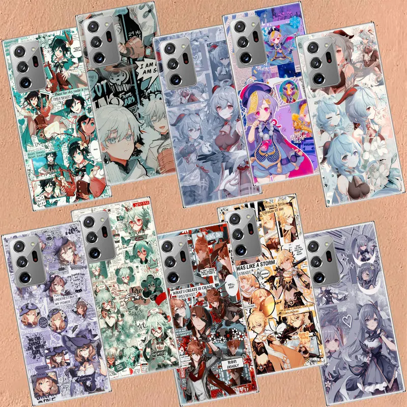 

Genshin impacto anime Phone Case For Galaxy Note 20 Ultra 10 Lite 9 8 M52 M51 M32 M31S M30S M21 M12 M11 Samsung J8 J6 Plus J4 F6