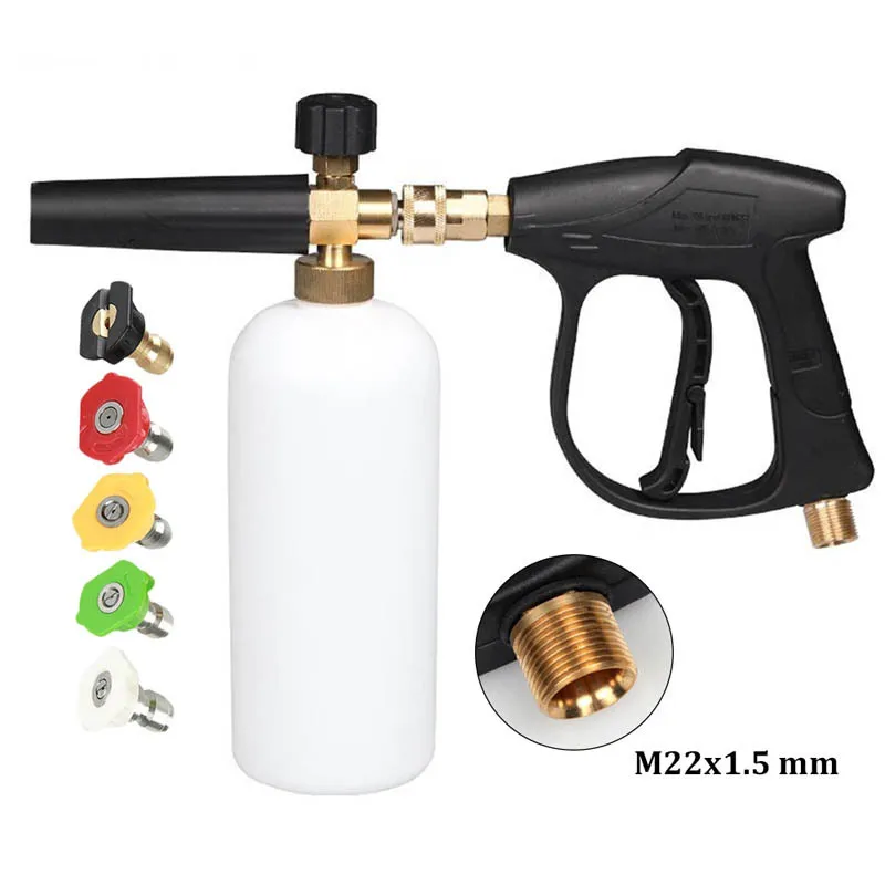 

Car Wash Gun 1L Foam Gun 1/4 Plunger Gun Car Wash Foam Gun Kit 5 Nozzles 0 15 25 40 for High Pressure Washer Foam Cleaning