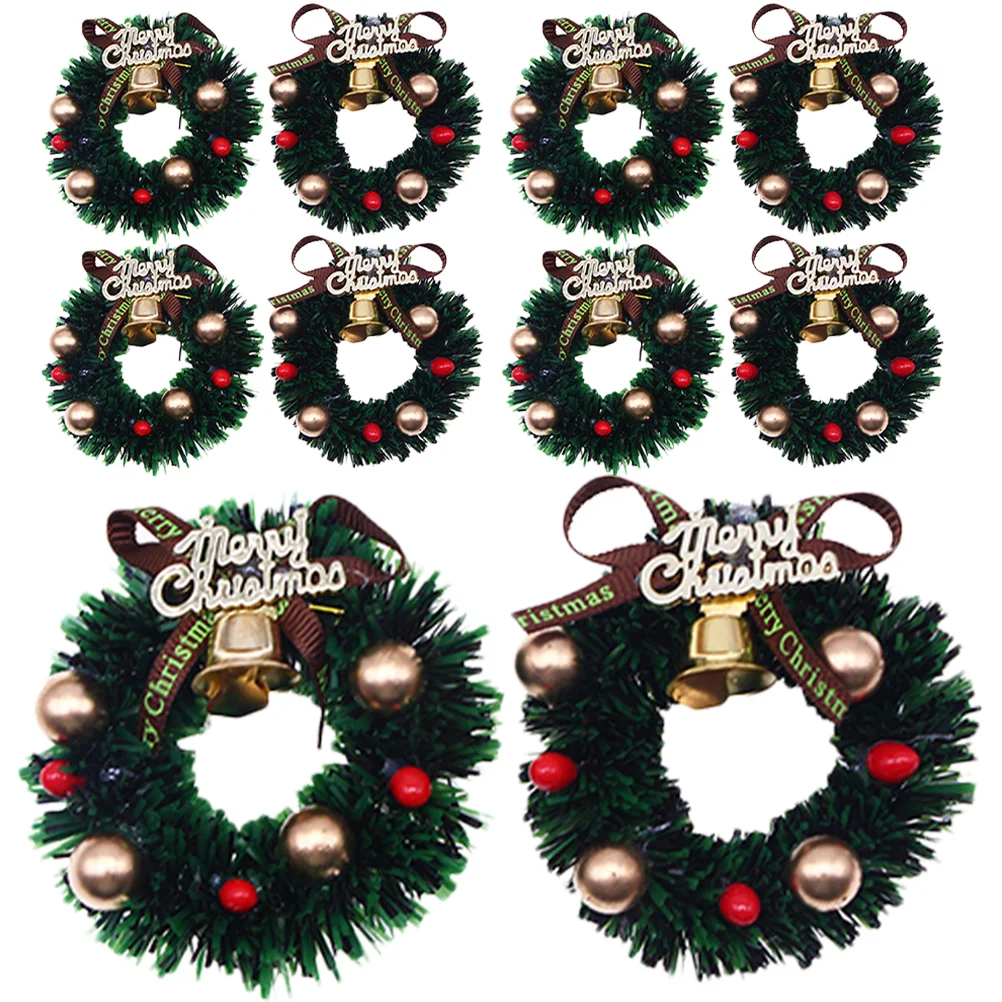 

Wreath Christmas Mini Tree Wreaths Hanging Miniaturexmas Ornaments Artificial Bow Craftsaccessories Pendants House Garland