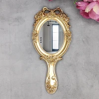 european style mirror vanity mirror hand held beauty parlor special hand portable wall mounted handle antique gold small mirror