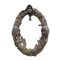triple goddess mirror with amulet makeup mirrors resin hanging figurine for home bedroom living room wall decoration supplies