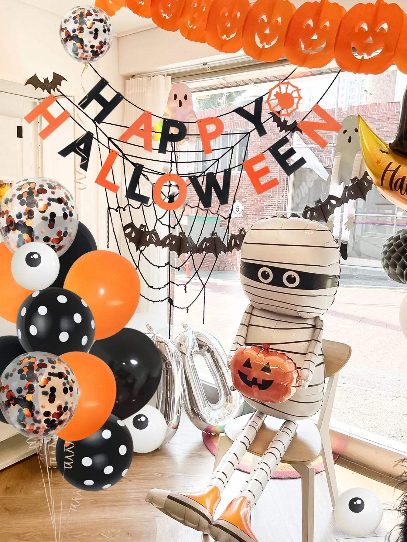 Набор воздушных шаров для Хэллоуина оранжевый и черный цвет 29 шт.