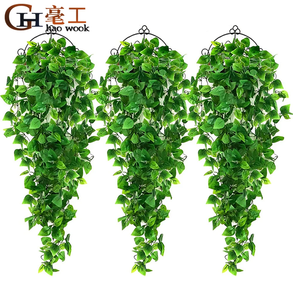 

100cm Artificial Green Plants Hanging Ivy Leaves Radish Seaweed Grape Fake Flowers Vine Home Garden Wall Party Decoration