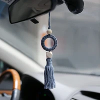 creative automotive rear view mirror pendant round and cute hand woven fashion car decoration car suspension indoor accessories