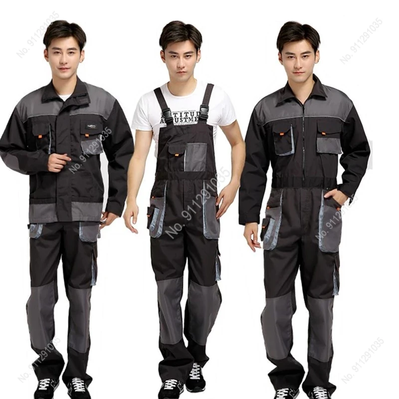 

New bib overalls men work coveralls protective repairman strap jumpsuits pants working uniforms plus size sleeveless coverall