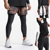 pantalones cortos alargados de doble capa para deportes al aire libre ropa para correr a prueba de fr%c3%ado entrenamiento el%c3%a1stic