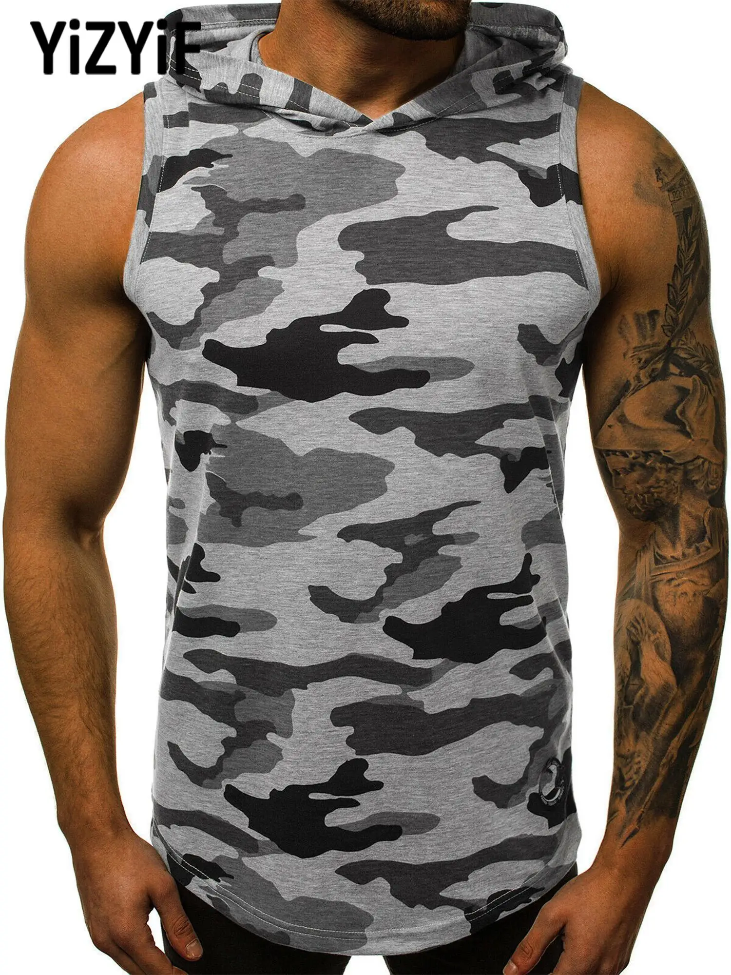 

Mens Hoodie Running Vest Sport Fitness Tank Top Breathable Sportswear Sleeveless Casual Slim Fit Muscle Bodybuilding Vests Top
